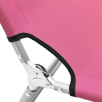 Ligbed inklapbaar staal en stof roze 6