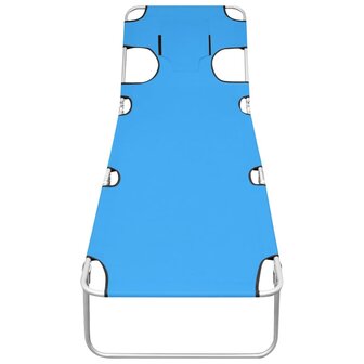 Ligbed inklapbaar met hoofdkussen staal turquoiseblauw 2