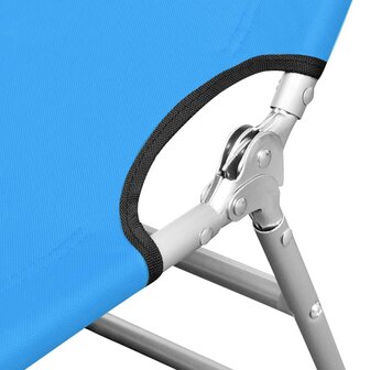 Ligbed inklapbaar met hoofdkussen staal turquoiseblauw 3