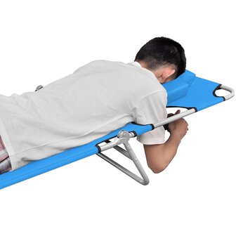 Ligbed inklapbaar met hoofdkussen staal turquoiseblauw 5