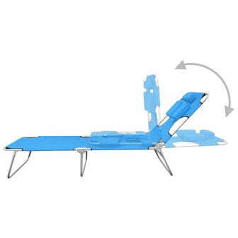 Ligbed inklapbaar met hoofdkussen staal turquoiseblauw 6
