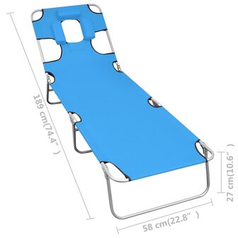 Ligbed inklapbaar met hoofdkussen staal turquoiseblauw 7