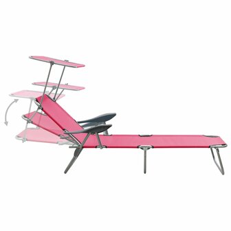 Ligbed met luifel staal roze 4