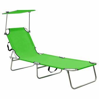 Ligbed inklapbaar met luifel aluminium groen 1