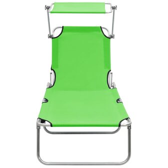 Ligbed inklapbaar met luifel aluminium groen 3