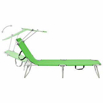 Ligbed inklapbaar met luifel aluminium groen 4