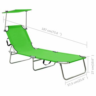 Ligbed inklapbaar met luifel aluminium groen 9