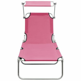 Ligbed inklapbaar met luifel aluminium roze 3