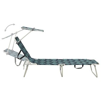 Ligbed inklapbaar met luifel aluminium bladpatroon 4