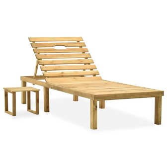 Ligbed met tafel ge&iuml;mpregneerd grenenhout 1