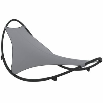 Ligbed schommelend met wieltjes staal en textileen stof grijs 2