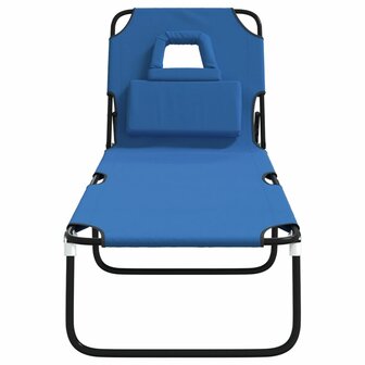 Ligbed inklapbaar oxford stof en gepoedercoat staal blauw 3