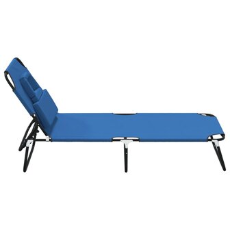 Ligbed inklapbaar oxford stof en gepoedercoat staal blauw 4