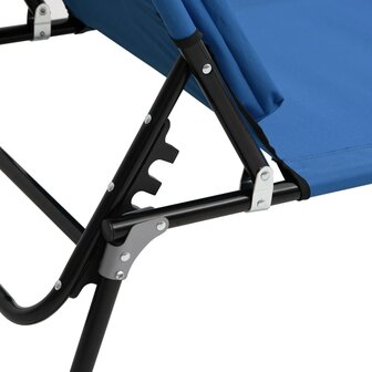 Ligbed inklapbaar oxford stof en gepoedercoat staal blauw 9