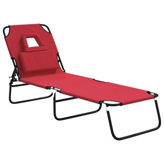 Ligbed inklapbaar oxford stof en gepoedercoat staal rood 2