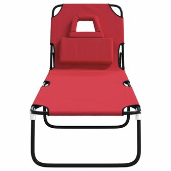 Ligbed inklapbaar oxford stof en gepoedercoat staal rood 3