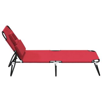 Ligbed inklapbaar oxford stof en gepoedercoat staal rood 4