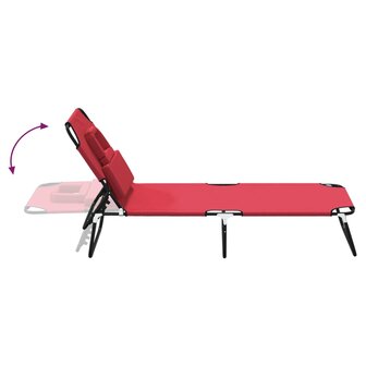 Ligbed inklapbaar oxford stof en gepoedercoat staal rood 6