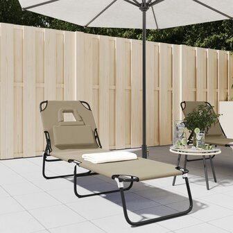 Ligbed inklapbaar oxford stof en gepoedercoat staal taupe 1