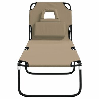 Ligbed inklapbaar oxford stof en gepoedercoat staal taupe 3