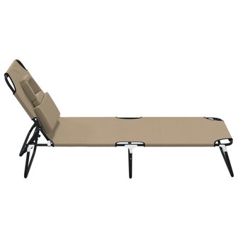 Ligbed inklapbaar oxford stof en gepoedercoat staal taupe 4