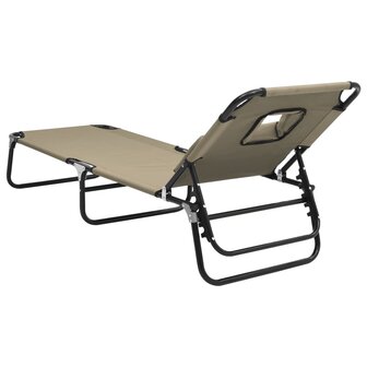 Ligbed inklapbaar oxford stof en gepoedercoat staal taupe 5