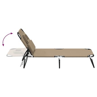 Ligbed inklapbaar oxford stof en gepoedercoat staal taupe 6