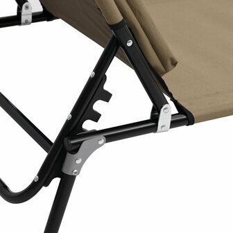 Ligbed inklapbaar oxford stof en gepoedercoat staal taupe 9