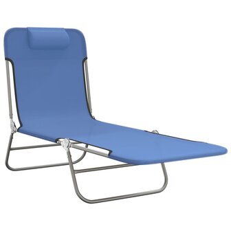 Ligbedden 2 st inklapbaar textileen en staal blauw 3