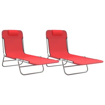 Ligbedden 2 st inklapbaar textileen en staal rood 2