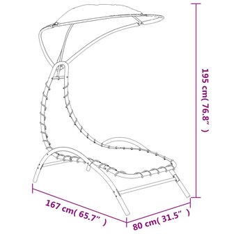 Ligbed met luifel 167x80x195 cm stof en staal donkergrijs 6