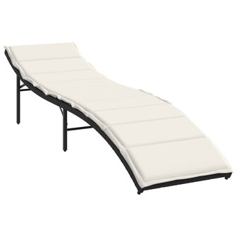 Ligbed met kussen 55x199x50 cm poly rattan zwart 2