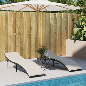 Ligbed met kussen 55x199x50 cm poly rattan zwart 3