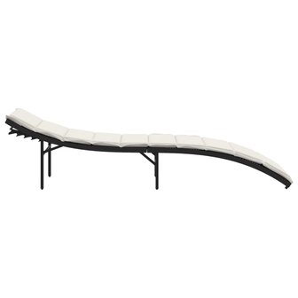 Ligbed met kussen 55x199x50 cm poly rattan zwart 5