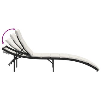 Ligbed met kussen 55x199x50 cm poly rattan zwart 7