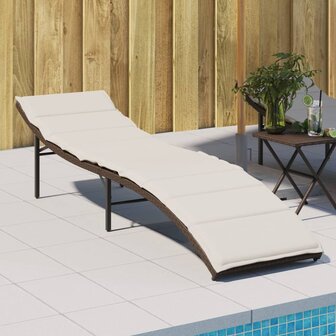 Ligbed met kussen 55x199x50 cm poly rattan bruin 1
