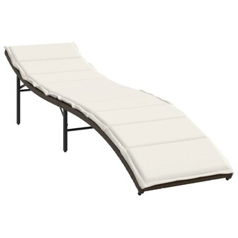 Ligbed met kussen 55x199x50 cm poly rattan bruin 2