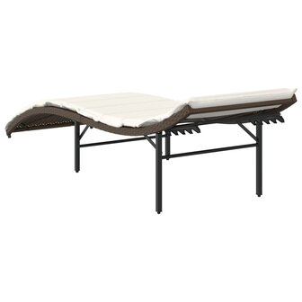 Ligbed met kussen 55x199x50 cm poly rattan bruin 6