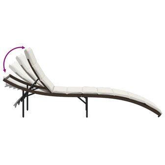 Ligbed met kussen 55x199x50 cm poly rattan bruin 7