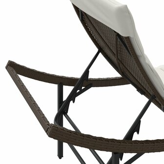 Ligbed met kussen 55x199x50 cm poly rattan bruin 8