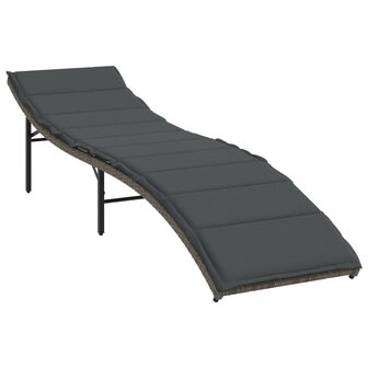 Ligbed met kussen 55x199x50 cm poly rattan grijs 2