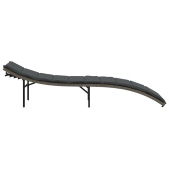 Ligbed met kussen 55x199x50 cm poly rattan grijs 5
