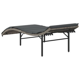 Ligbed met kussen 55x199x50 cm poly rattan grijs 6