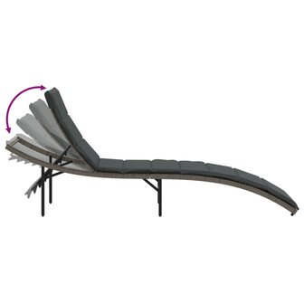 Ligbed met kussen 55x199x50 cm poly rattan grijs 7