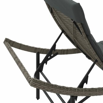 Ligbed met kussen 55x199x50 cm poly rattan grijs 8