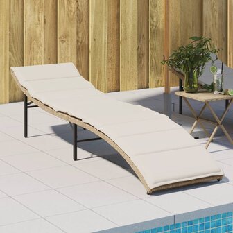 Ligbed met kussen 55x199x50 cm poly rattan beige 1