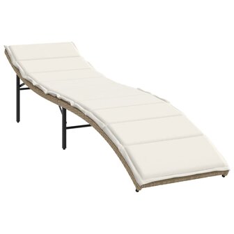 Ligbed met kussen 55x199x50 cm poly rattan beige 2