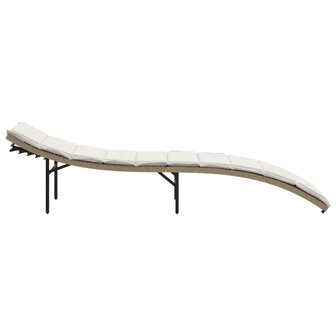 Ligbed met kussen 55x199x50 cm poly rattan beige 5