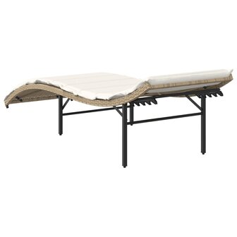 Ligbed met kussen 55x199x50 cm poly rattan beige 6