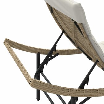 Ligbed met kussen 55x199x50 cm poly rattan beige 8